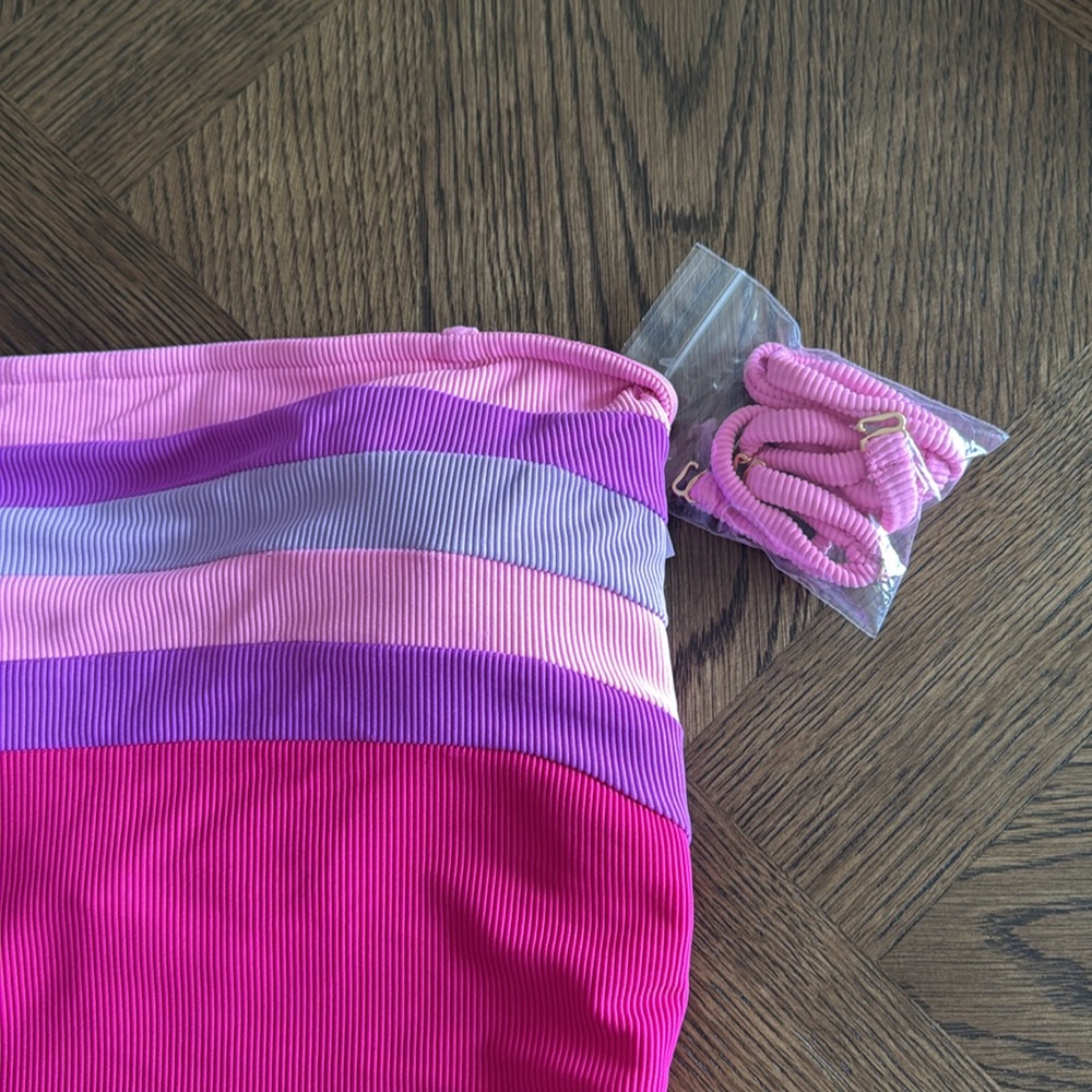 Beach Riot Jessa One Piece Raspberry Colorblock, Size Large, $178 - Picture 11 of 14